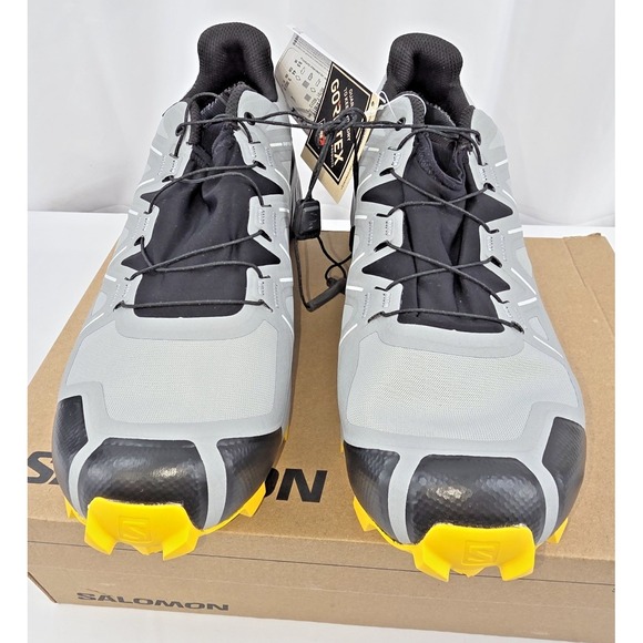Salomon Speedcross GTX Trail Shoes Mens 10 Sharkskin Black Lemon 475692 NIB - Picture 4 of 16